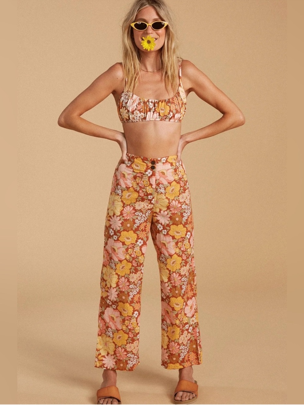 Billabong x The Salty Blonde Break Point Retro Floral Print Pants Size 24